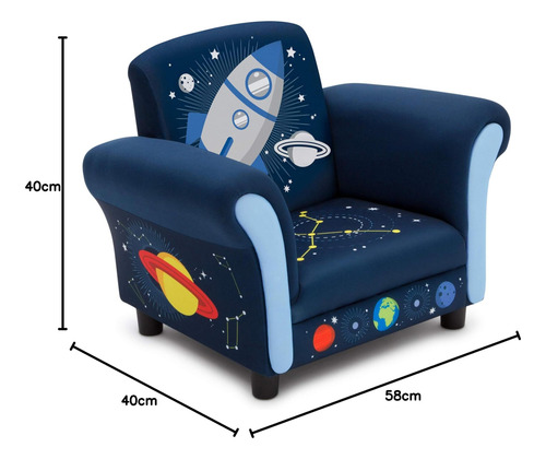 Silla Tapizada Para Niños Space Adventures Color Azul