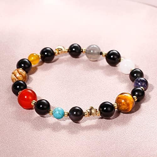 Pulsera Jeweler The Planets Para Mujer, Obsidiana Negra Con