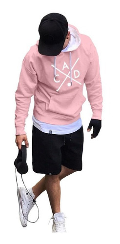 Buzo De Hombre - Canguro Con Capucha - Hoodie - Cad - Rosa.