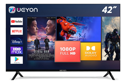 Pantallas Smart Tv Weyon 42 Pulgadas Led Full Hd Android Tv Television Hdmi/usb 60hz 42wdsnmx