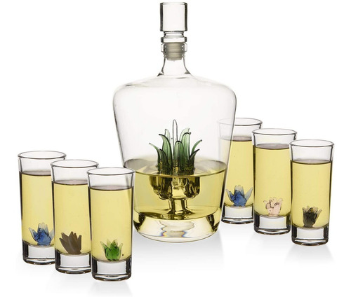 Decantador Tequila The Wine Savant, 6 Vasos Y Botella 739ml
