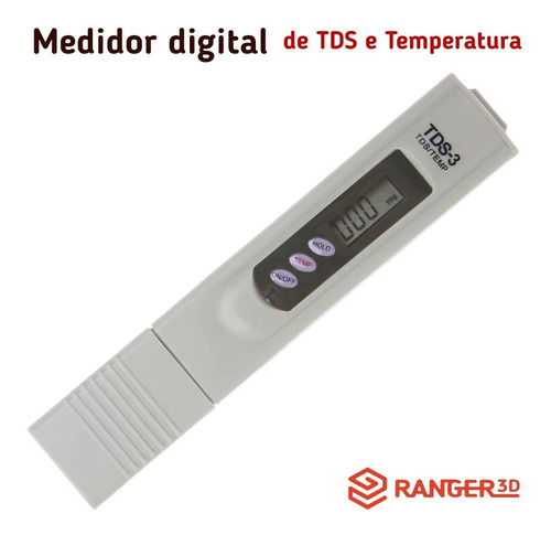 Medidor Digital Tds Ppm Termperatura Agua Aquário - Cinza