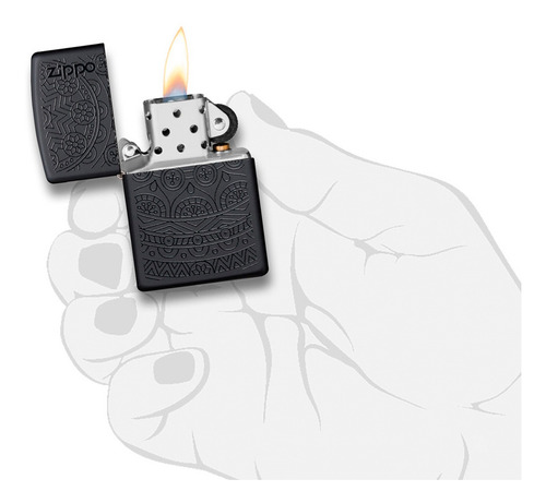 Imagen 5 de 10 de Encendedor Zippo Lighter Tone On Tone Design Negro