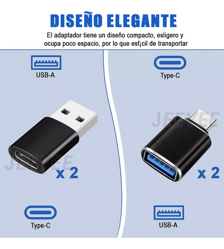 4 Piezas Adaptador Otg Usb Tipo C A Usb 3.0 5gbps