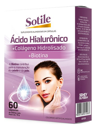 Sotile Ácido Hialurônico + Colágeno Hidrolisado Biotina 45  