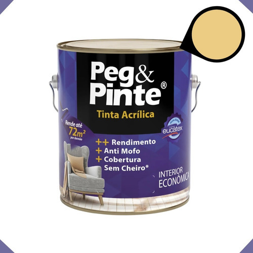 Tinta Eucatex Acrilica Pintura Parede Peg E Pinte 3,6l Cores Cor Amarelo Canário