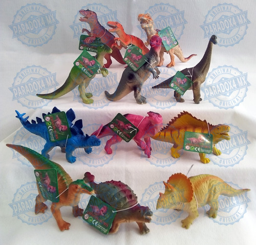 Colección De 12 Figuras De Dinosaurios Chicos Con Chirrido