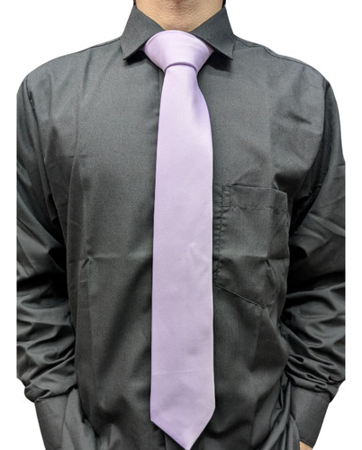 Corbata Lisa Basica Unisex 8 Cm Ancho Lila Lisa 1.5 M
