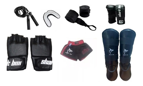 Oferta,kit Kick Boxing,guantes De Mma+tibiales..7 Productos