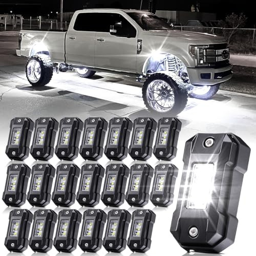 Ledkito R4 White Led Rock Lights 20pcs For Trucks Je-ep Off