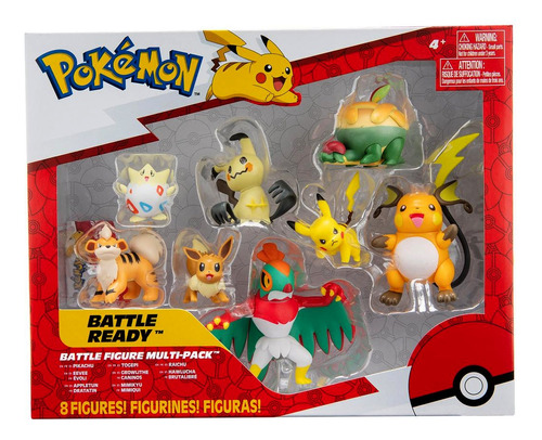 Pokemon Pack De 8 Figuras Combate Muñecos Pikachu Raichu