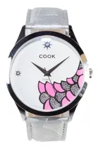 Comprar Reloj Mujer John L Cook Analogo Fashion 3528 Cuero Malla Plateado Bisel Plateado Fondo Blanco