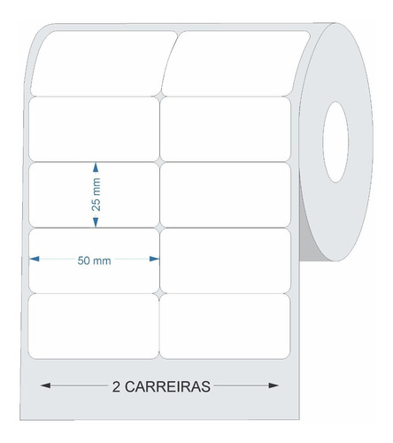 Etiqueta Couche Adesiva 50x25 (mm) 2 Colunas Branca