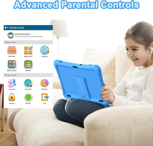 Tablet 10.1'' Android 13 Para Niños 3gb Ram + 32gb Rom, Azul
