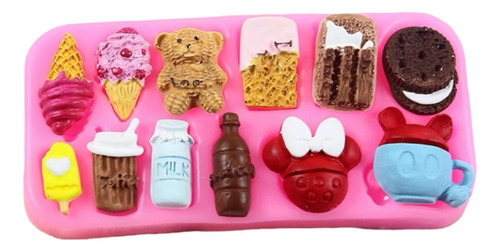 Molde De Silicón Galletas Refresco Postres Mickey Minnie