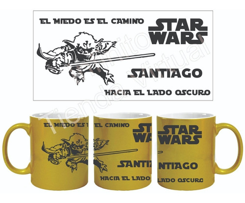 Mug Pocillo Taza Escarchado Dorado Star Wars Personalizado