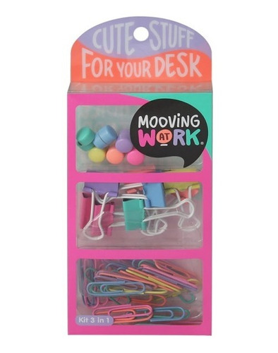 Kit Set Ideal Oficina Escritorio 3 En 1 Rosa Mooving