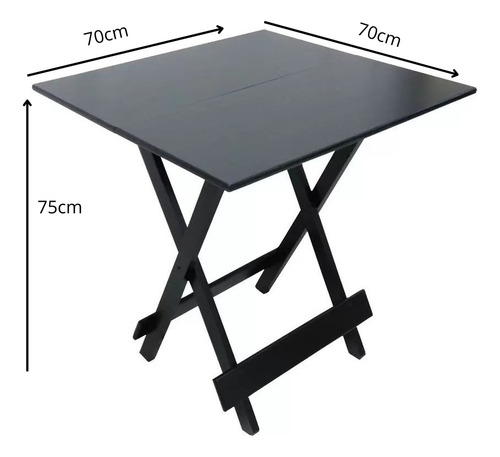 Kit Mesa Dobrável 70x70 Portátil Quadrada Em Madeira Com 4 Cadeiras Estofadas Para Bar Jardim E Sorveteria Cor Preto
