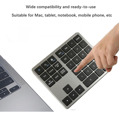 Li Teclado Numérico Sem Fio, Teclado Prateado E Cinza