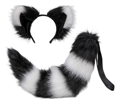 2024 Diadema Con Orejas De Gato De Peluche, Cola Grande,
