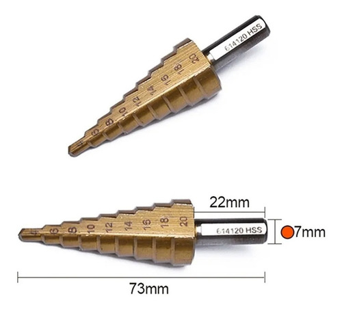 Broca Conica Escalonada De 4 A 20 Mm Hss Paso A Paso Harden