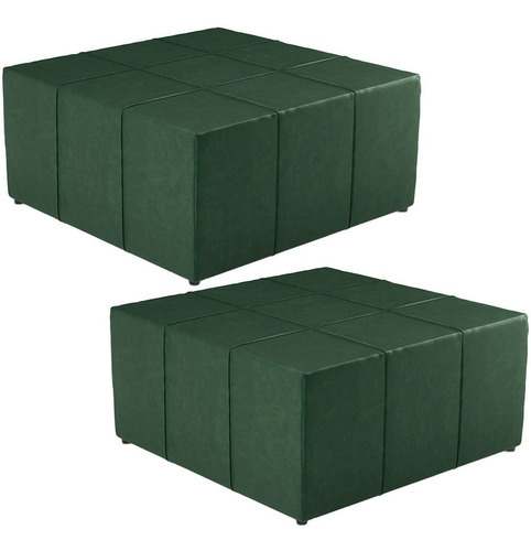 Kit 02 Puffs Quadrado Milano 90x90 Facto Verde Musgo