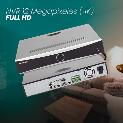 HIKVISION NVR 12 Megapixel (4K) DS-7732NXI-K4 32 canales IP AcuSense Reconocimiento Facial 4 Bahías de Disco Duro HDMI 4K Entrada y Salida de Alarmas