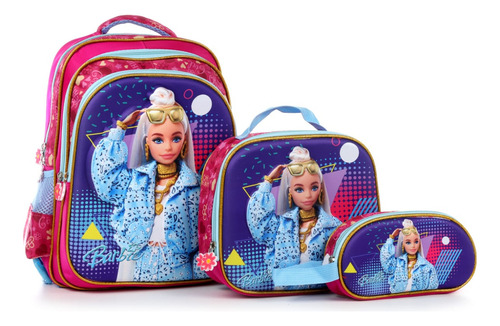 Kit Mochila Escolar Infantil Barbie Volta As Aulas