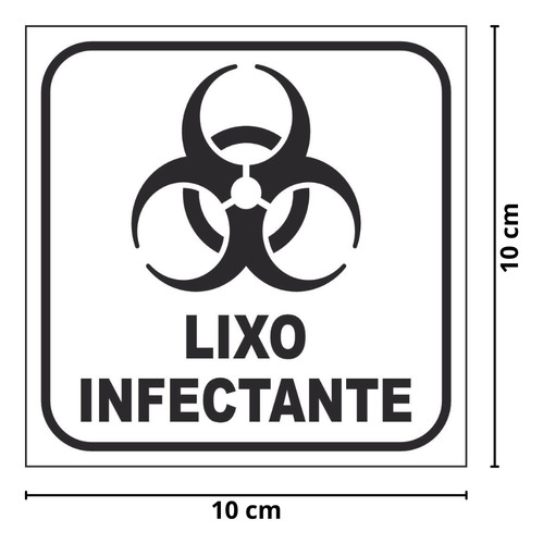 Kit 5 Adesivos Lixo Infectante + 5 Comum 10x10 Fundo Branco