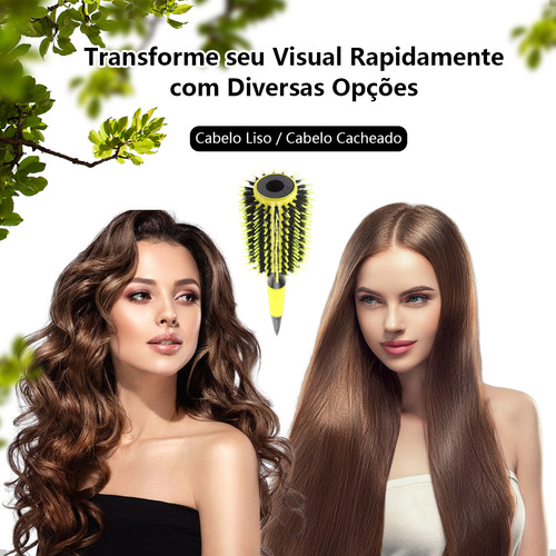 Kit 3 Escova De Cabelo Profissional Cabelo De Javali Cor Amarelo