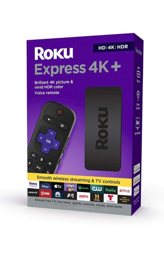 Roku Express 4k+ 3941 De Voz 4k Negro- Control Remoto De Voz