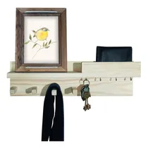 Comprar Porta Llaves Pared Madera 4 Ganchos Perchero Estante