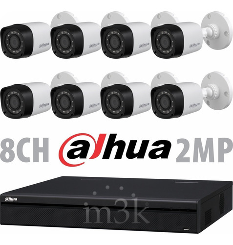 Kit Seguridad Dahua Full Hd Dvr 8 + 8 Camaras 2mp 1080p Exterior Infrarrojas + Ip Visualiza X Celular P2p Cctv