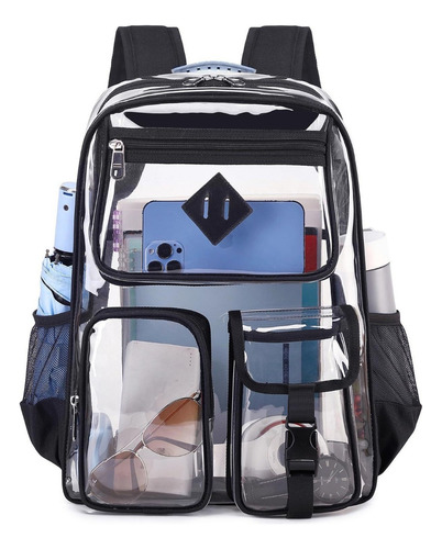 Mochila Transparente, Mochila Escolare Para Jóvenes Y Niños Color Negro