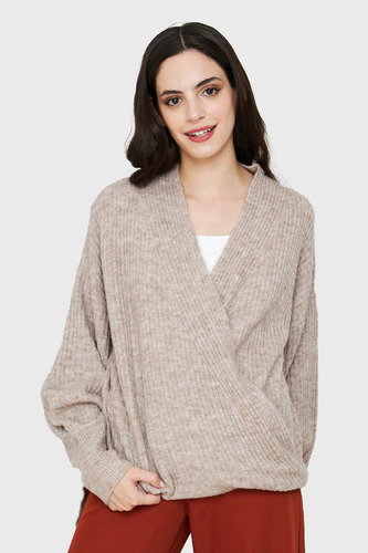 Sweater Escote Cruzado Khaki Nicopoly