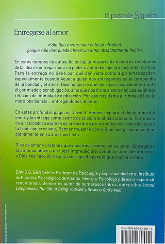 Entregarse Al Amor. Descubrir El Centro De Espiritualidad, De David G. Benner. Editorial Sal Terrae En Español