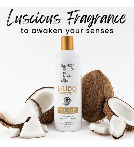 Shampoo Hidratante De Leite De Coco Filpo - Sem Sulfatos Com