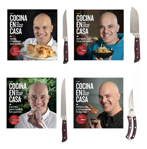 Coleccion Cuchillos + Revistas Cocina En Casa Santi Giorgini Tijera Clarín Marca Soklingen