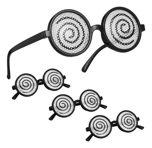 Glasses Round Frame Funny Dizzy Props 4 Pcs