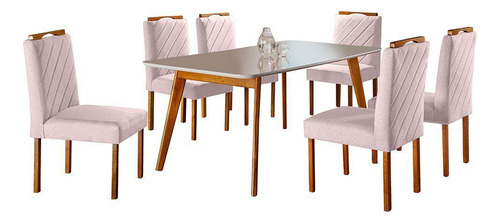 Conjunto Sala Jantar 6 Lugares Mesa Slim 6 Cadeiras