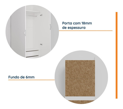 Guarda Roupa Modulado 2 Portas Com Cabideiro E 2 Gavetas