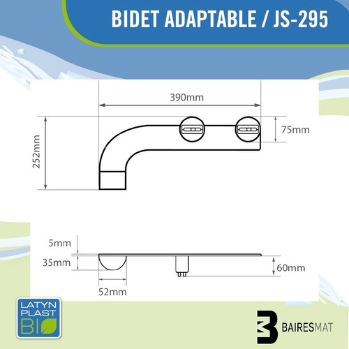 Imagen 2 de 6 de Bidet Para Inodoro Agua Fria Bidetpractic Latyn Plast Js-295