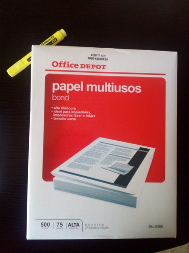 Papel Fotoc. Carta 75 Gr Office Depot 500 Hj | Cuotas sin interés