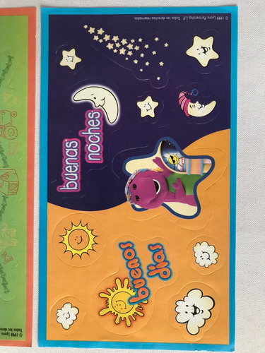 2 Planillas De Stickers De Barney El Dinosaurio Calcomanias (Usado)