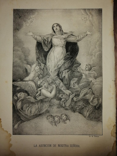 Grabado Antiguo 1856 Señora Asuncion . Hipolito Salazar