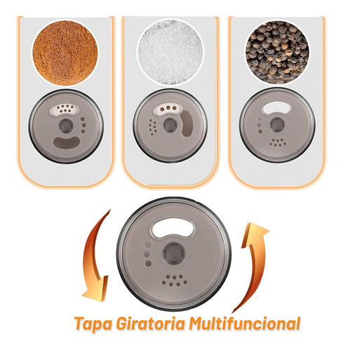 Especiero Giratorio Moderno 360 Kimhi Con 6 Frascos De Vidrio Acero Inoxidable Organizador De Especias Multiusos Para Cocina Color Negro