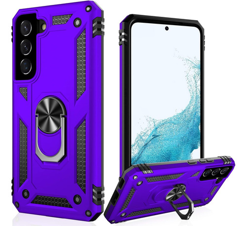 Funda Violeta Heavy Duty Anillo Soporte Para Galaxy S22 P...