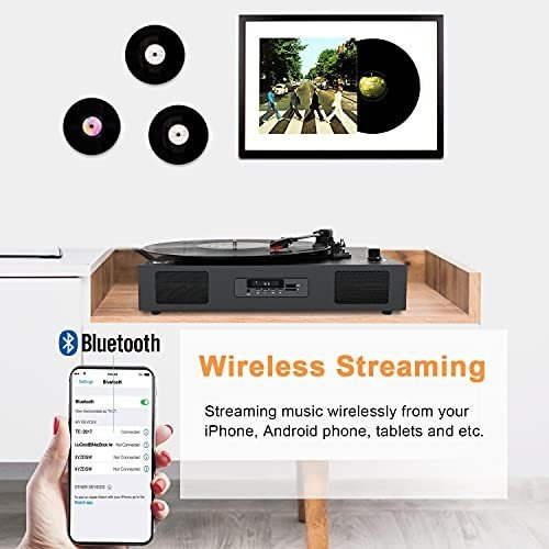 Tocadiscos Bluetooth Con Altavoz Integrado, Grabación Usb, M