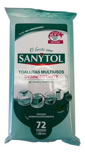 Sanytol Toallitas Multiusos Desinfectantes 1 Paquete 72 Unidades