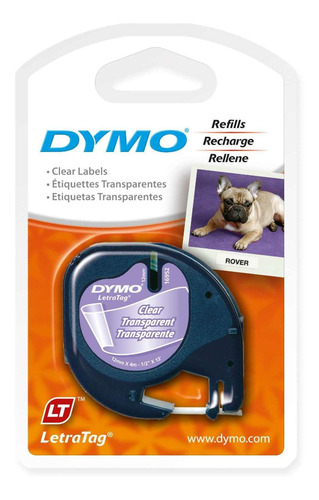 Fita Para Rotulador Letratag 12mm X 4m Preto/transparente